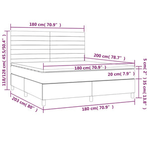 Letto a Molle con Materasso e LED Blu Scuro 180x200 cm 3136201