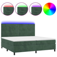 Letto a Molle con Materasso e LED Verde Scuro 200x200cm Velluto 3136206