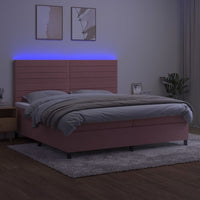 Letto a Molle con Materasso e LED Rosa 200x200 cm in Velluto cod mxl 63138