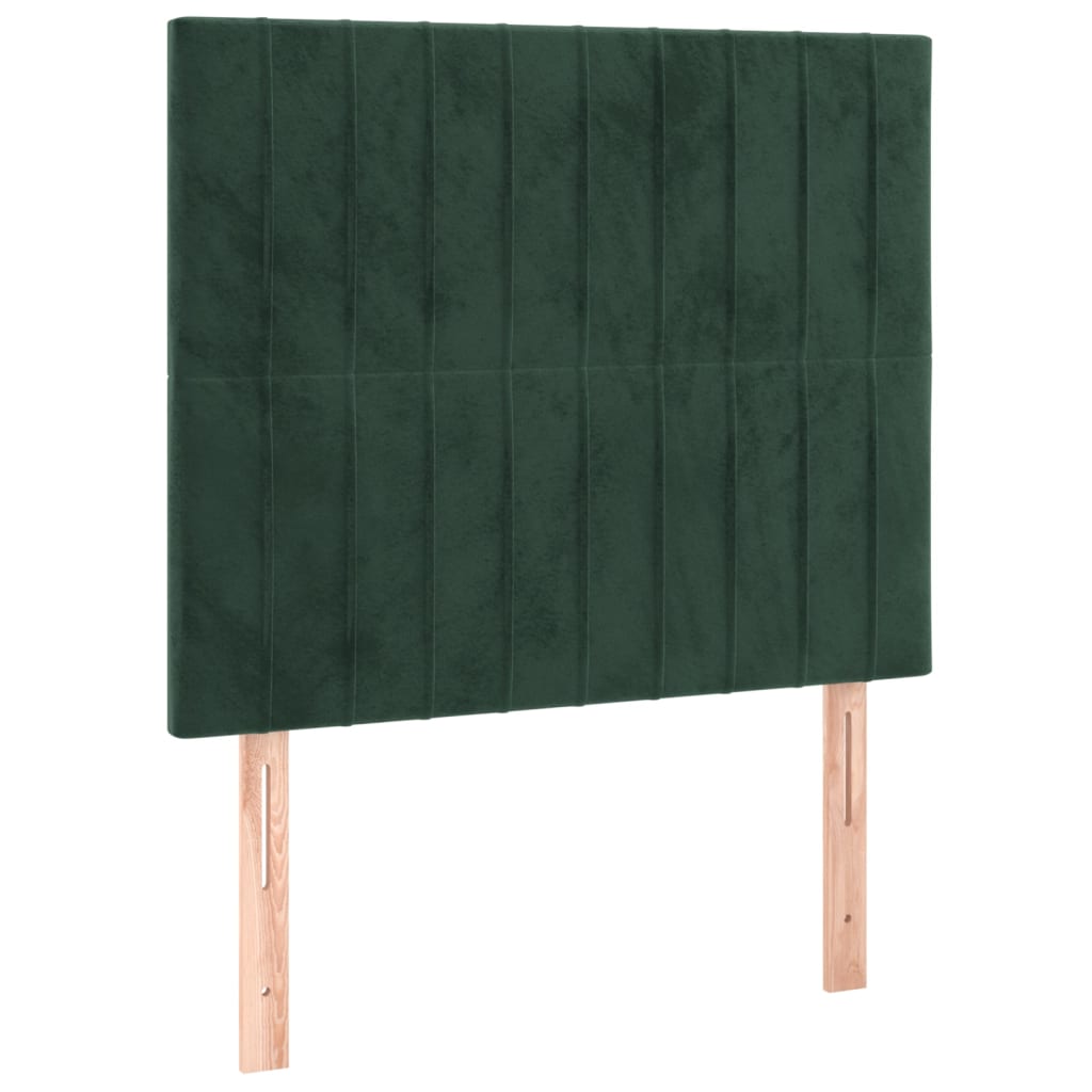 Letto a Molle con Materasso e LED Verde Scuro 90x200cm Velluto 3136224