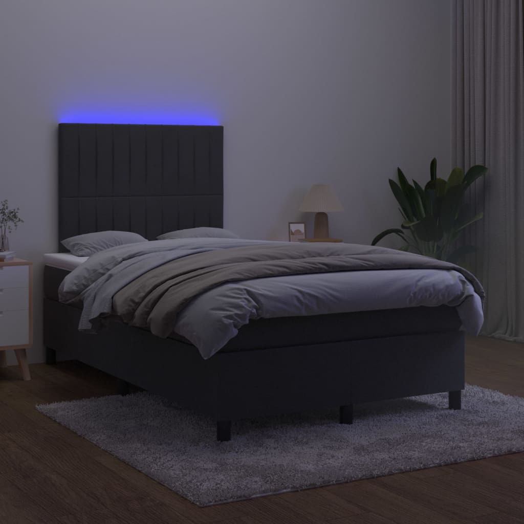 Letto a Molle con Materasso e LED Nero 120x200 cm in Velluto cod mxl 61850