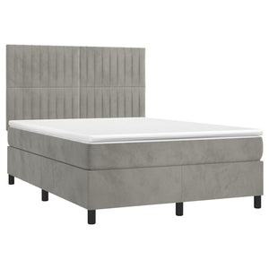 Letto a Molle Materasso e LED Grigio Chiaro 140x190 cm Vellutocod mxl 75121