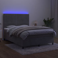 Letto a Molle Materasso e LED Grigio Chiaro 140x190 cm Velluto 3136239