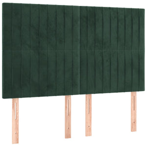 Letto a Molle con Materasso e LED Verde Scuro 140x200cm Velluto 3136248