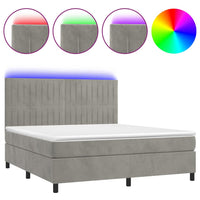 Letto a Molle Materasso e LED Grigio Chiaro 160x200 cm Velluto 3136251