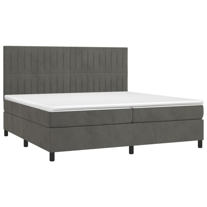 Letto a Molle con Materasso e LED Grigio Scuro 200x200 cm 3136264