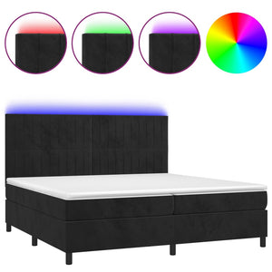 Letto a Molle con Materasso e LED Nero 200x200 cm in Velluto cod mxl 61843