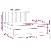 Letto a Molle con Materasso e LED Nero 200x200 cm in Velluto cod mxl 61843