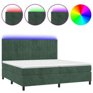 Letto a Molle con Materasso e LED Verde Scuro 200x200cm Velluto cod mxl 57263