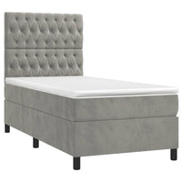 Letto a Molle Materasso e LED Grigio Chiaro 80x200 cm Velluto 3136269