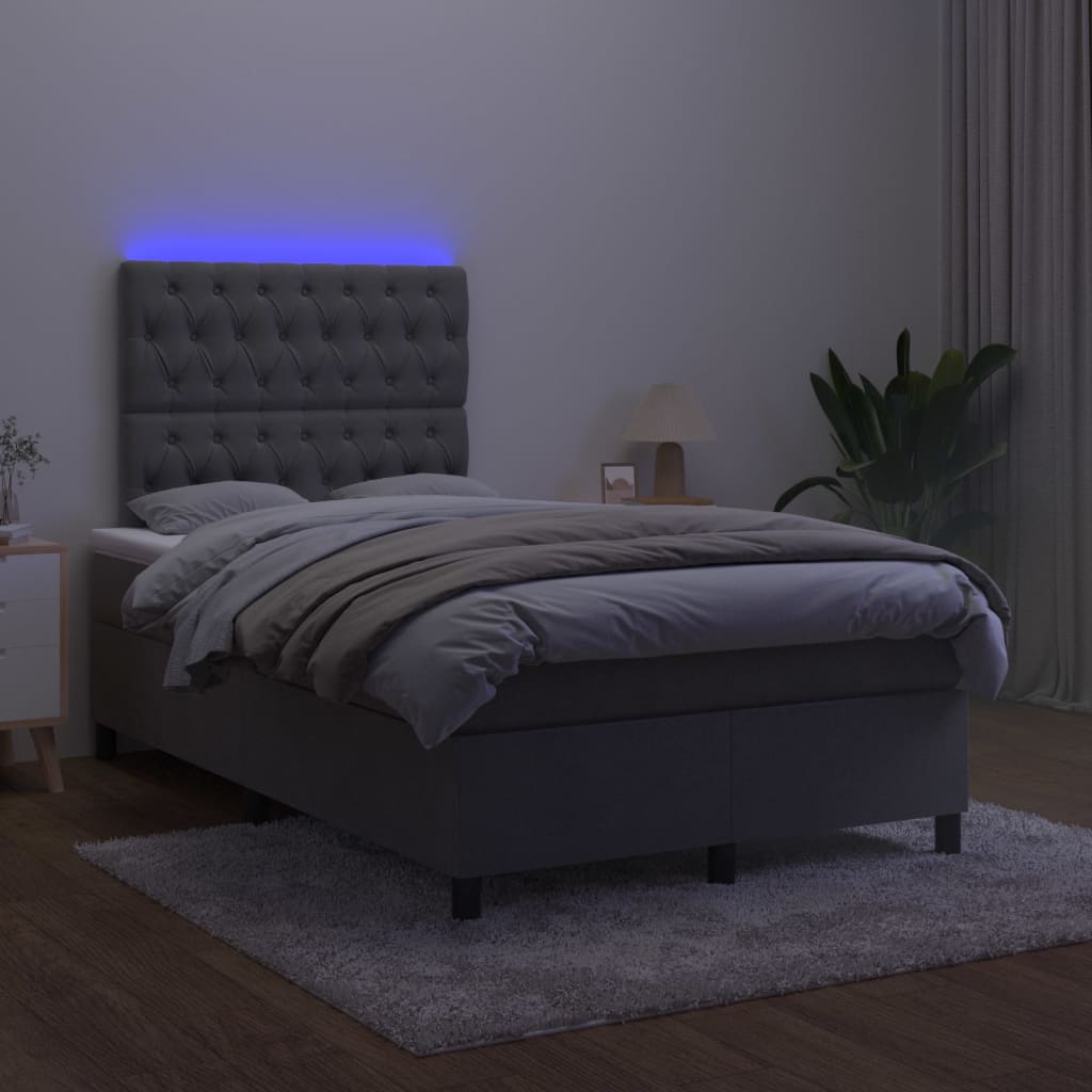 Letto a Molle con Materasso e LED Grigio Scuro 120x200 cm 3136294