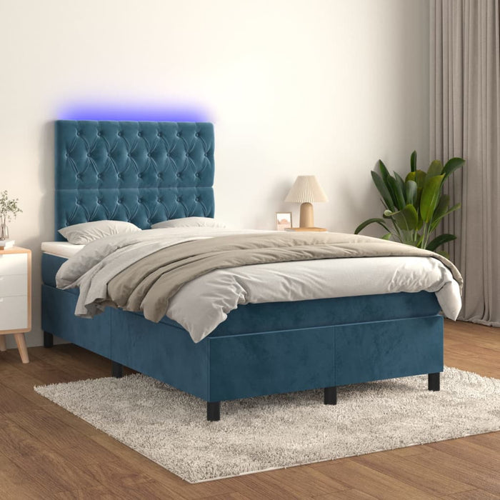 Letto a Molle con Materasso e LED Blu Scuro 120x200cmcod mxl 123047