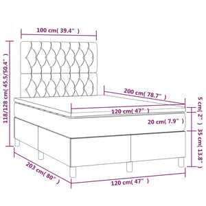 Letto a Molle con Materasso e LED Rosa 120x200 cm in Velluto 3136298