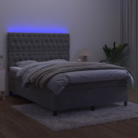 Letto a Molle Materasso e LED Grigio Chiaro 140x190 cm Velluto 3136299