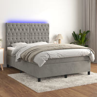 Letto a Molle Materasso e LED Grigio Chiaro 140x190 cm Velluto 3136299