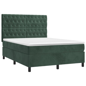 Letto a Molle con Materasso e LED Verde Scuro 140x190cm Vellutocod mxl 75132