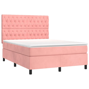 Letto a Molle con Materasso e LED Rosa 140x200 cm in Vellutocod mxl 123056