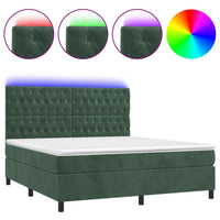 Letto a Molle con Materasso e LED Verde Scuro 160x200cm Velluto 3136314