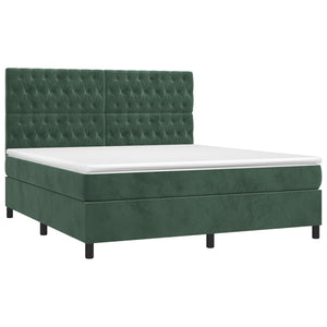 Letto a Molle con Materasso e LED Verde Scuro 160x200cm Vellutocod mxl 75141