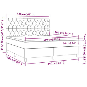 Letto a Molle con Materasso e LED Blu Scuro 160x200 cm 3136315