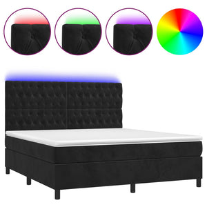 Letto a Molle con Materasso e LED Nero 180x200 cm in Vellutocod mxl 123063