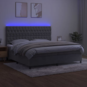 Letto a Molle Materasso e LED Grigio Chiaro 200x200 cm Velluto cod mxl 61623