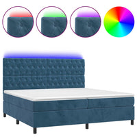 Letto a Molle con Materasso e LED Blu Scuro 200x200 cm 3136327