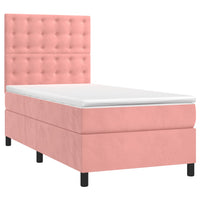 Letto a Molle con Materasso e LED Rosa 90x190 cm in Velluto cod mxl 61456