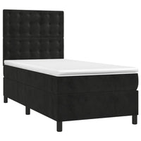 Letto a Molle con Materasso e LED Nero 100x200 cm in Velluto 3136349