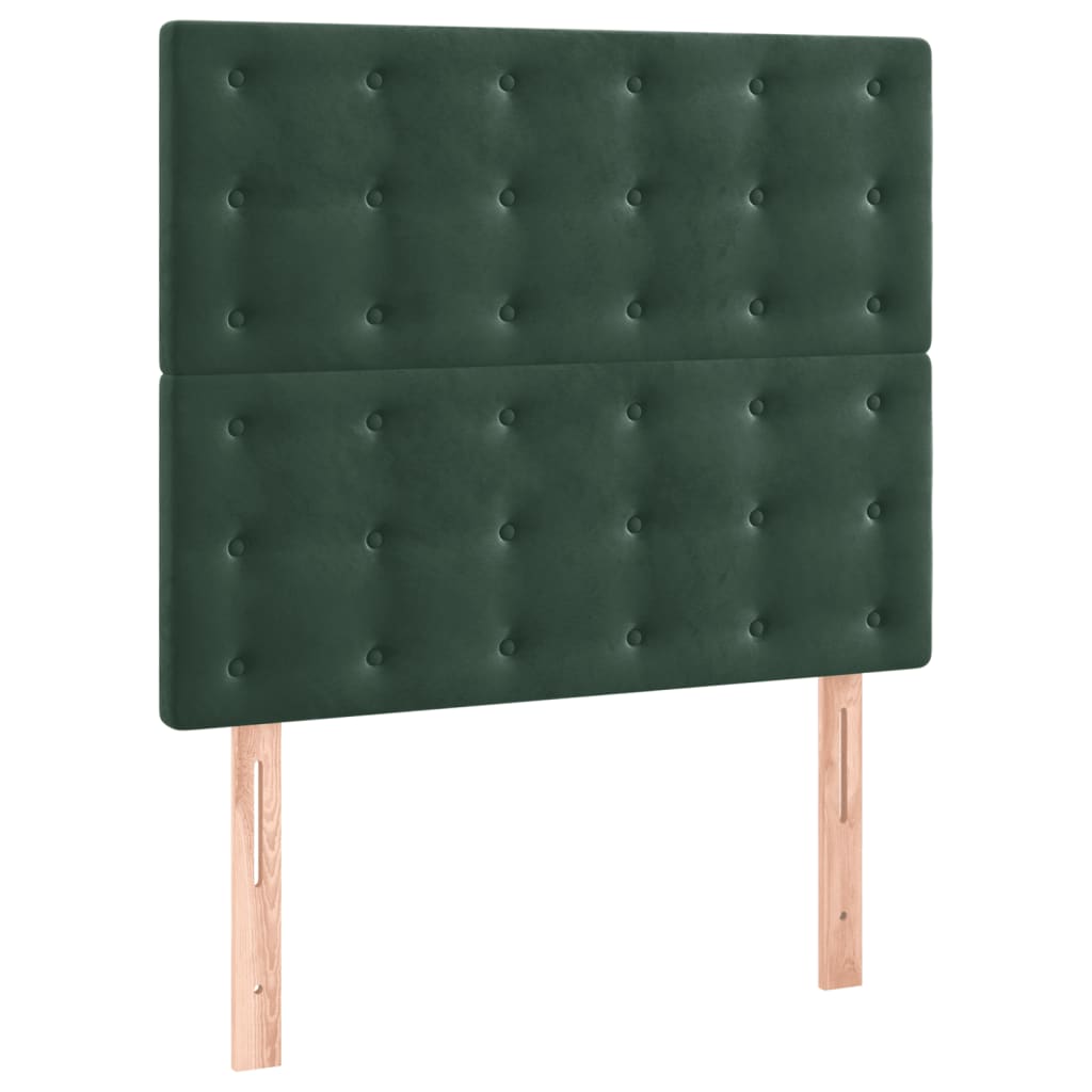 Letto a Molle con Materasso e LED Verde Scuro 100x200cm Velluto 3136350