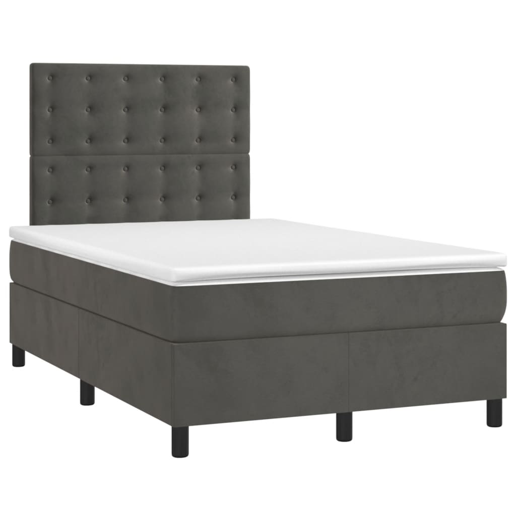 Letto a Molle con Materasso e LED Grigio Scuro 120x200 cm cod mxl 65392