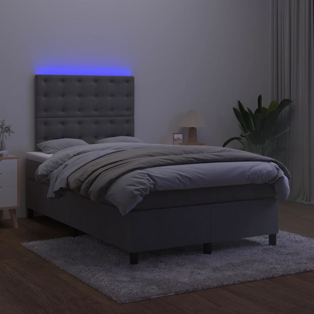 Letto a Molle con Materasso e LED Grigio Scuro 120x200 cm cod mxl 65392