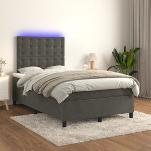 Letto a Molle con Materasso e LED Grigio Scuro 120x200 cm cod mxl 65392