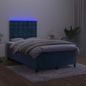 Letto a Molle con Materasso e LED Blu Scuro 120x200cm 3136357