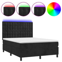 Letto a Molle con Materasso e LED Nero 140x190 cm in Vellutocod mxl 92368