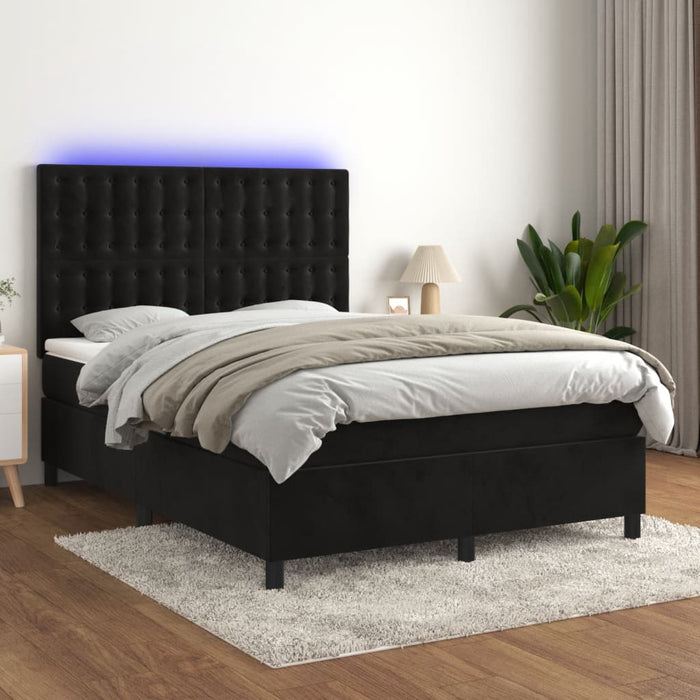 Letto a Molle con Materasso e LED Nero 140x190 cm in Vellutocod mxl 92368