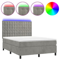 Letto a Molle Materasso e LED Grigio Chiaro 140x200 cm Vellutocod mxl 123073