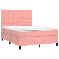 Letto a Molle con Materasso e LED Rosa 140x200 cm in Velluto 3136370