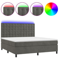 Letto a Molle con Materasso e LED Grigio Scuro 180x200 cm 3136378