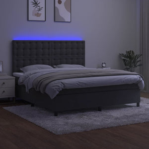 Letto a Molle con Materasso e LED Grigio Scuro 180x200 cm 3136378