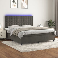 Letto a Molle con Materasso e LED Grigio Scuro 180x200 cm 3136378