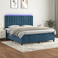 Letto a Molle con Materasso e LED Blu Scuro 180x200 cm 3136381