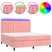 Letto a Molle con Materasso e LED Rosa 180x200 cm in Velluto 3136382