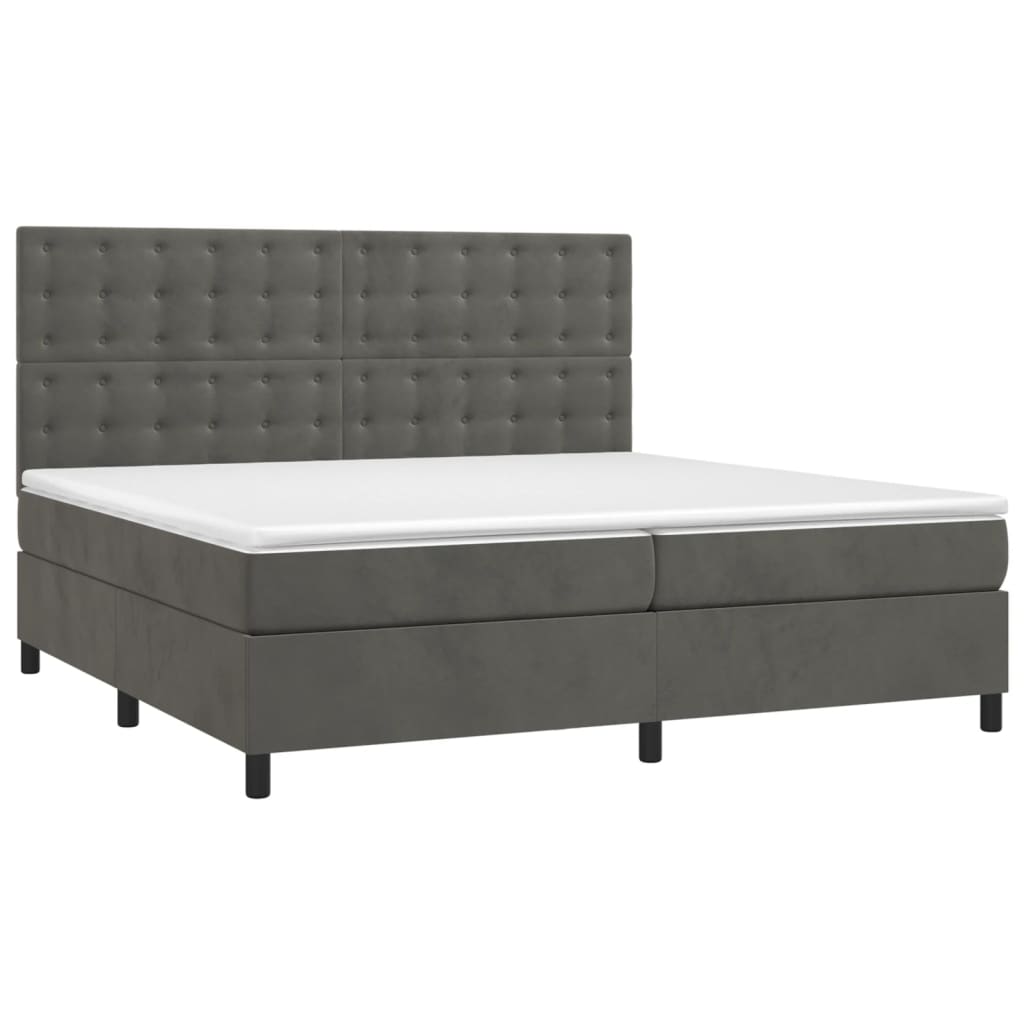 Letto a Molle con Materasso e LED Grigio Scuro 200x200 cm 3136384