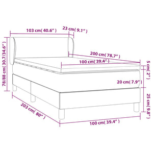 Giroletto a Molle con Materasso Grigio Chiaro100x200 cm Tessuto 3126061