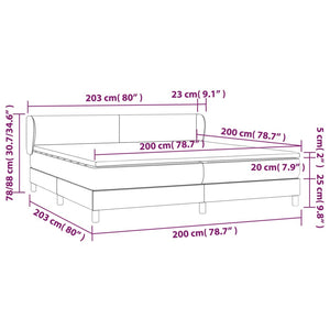 Giroletto a Molle con Materasso Grigio Scuro 200x200 cm Tessuto cod mxl 59980