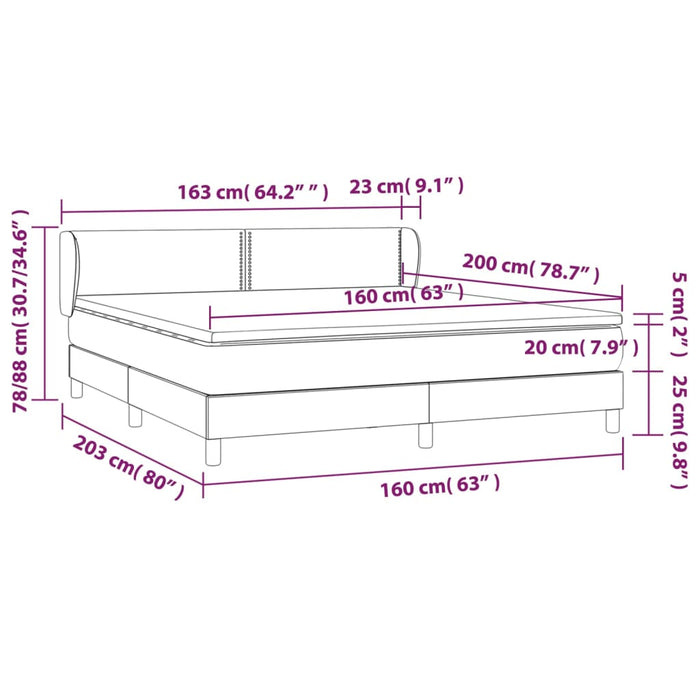 Giroletto a Molle con Materasso Marrone Scuro 160x200cm Tessuto cod mxl 41205