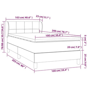 Giroletto a Molle con Materasso Grigio Chiaro100x200 cm Tessuto 3126221