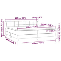 Giroletto a Molle con Materasso Grigio Scuro 200x200 cm Tessuto 3126270