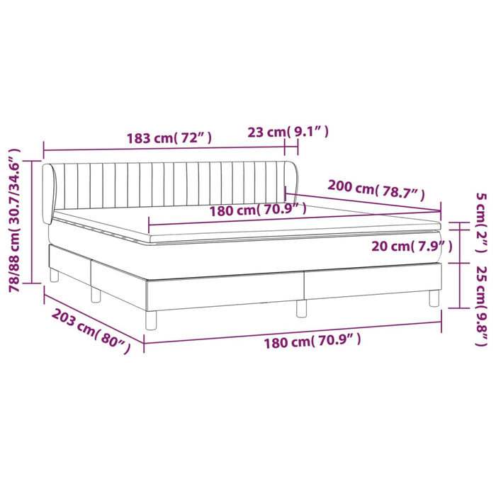 Giroletto a Molle con Materasso Marrone Scuro 180x200cm Tessuto cod mxl 58734